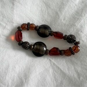 Elegant Beaded Bracelet in Red and Brown